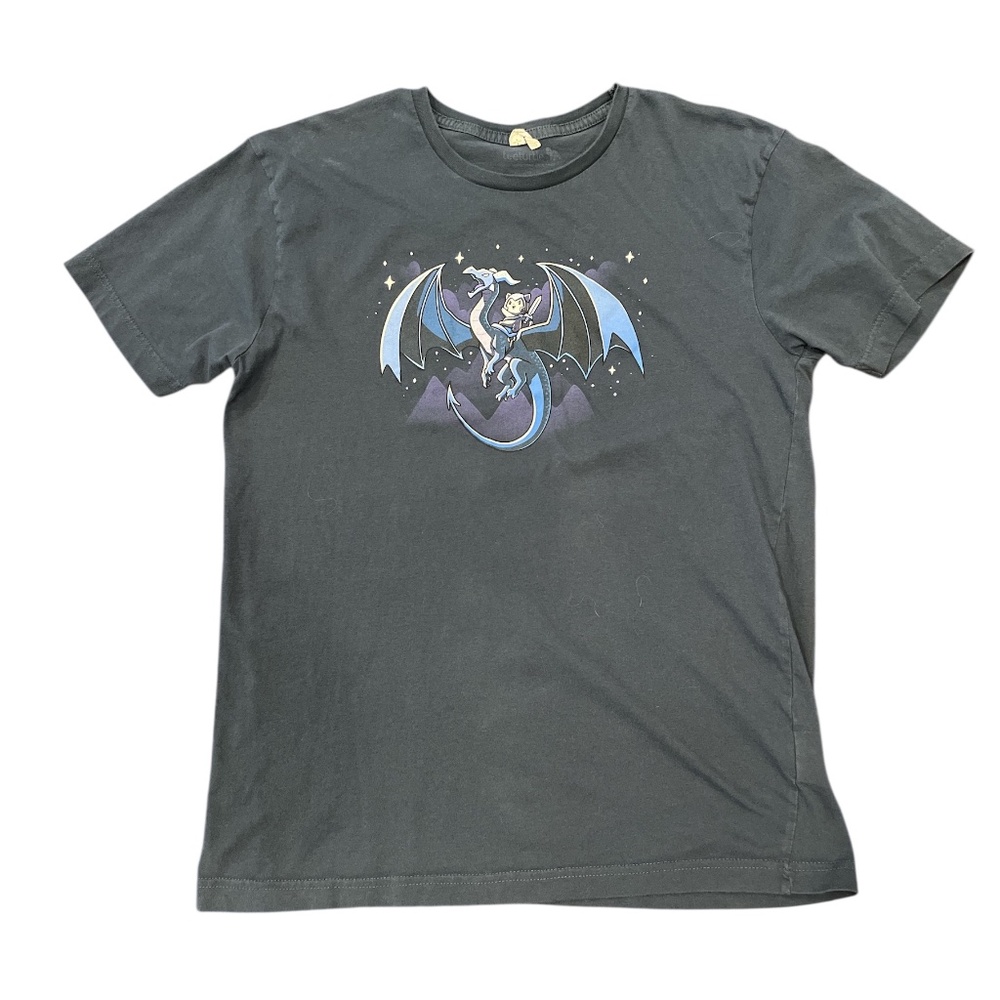 Teeturtle “Dragon Rider” Graphic T-shirt Heather Navy L